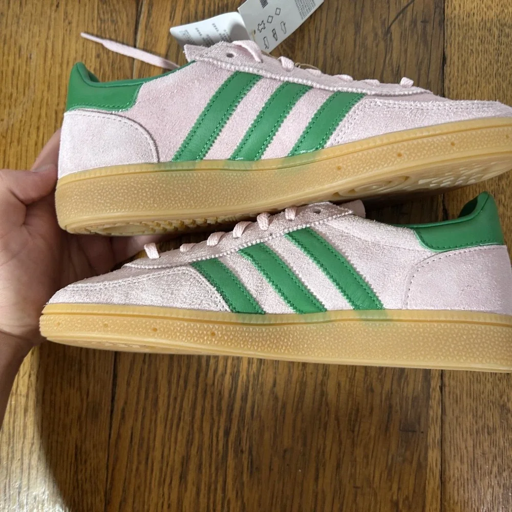 Adidas Womens Size 8 Handball Spezial Clear Pink Green Gum Athletic Shoes